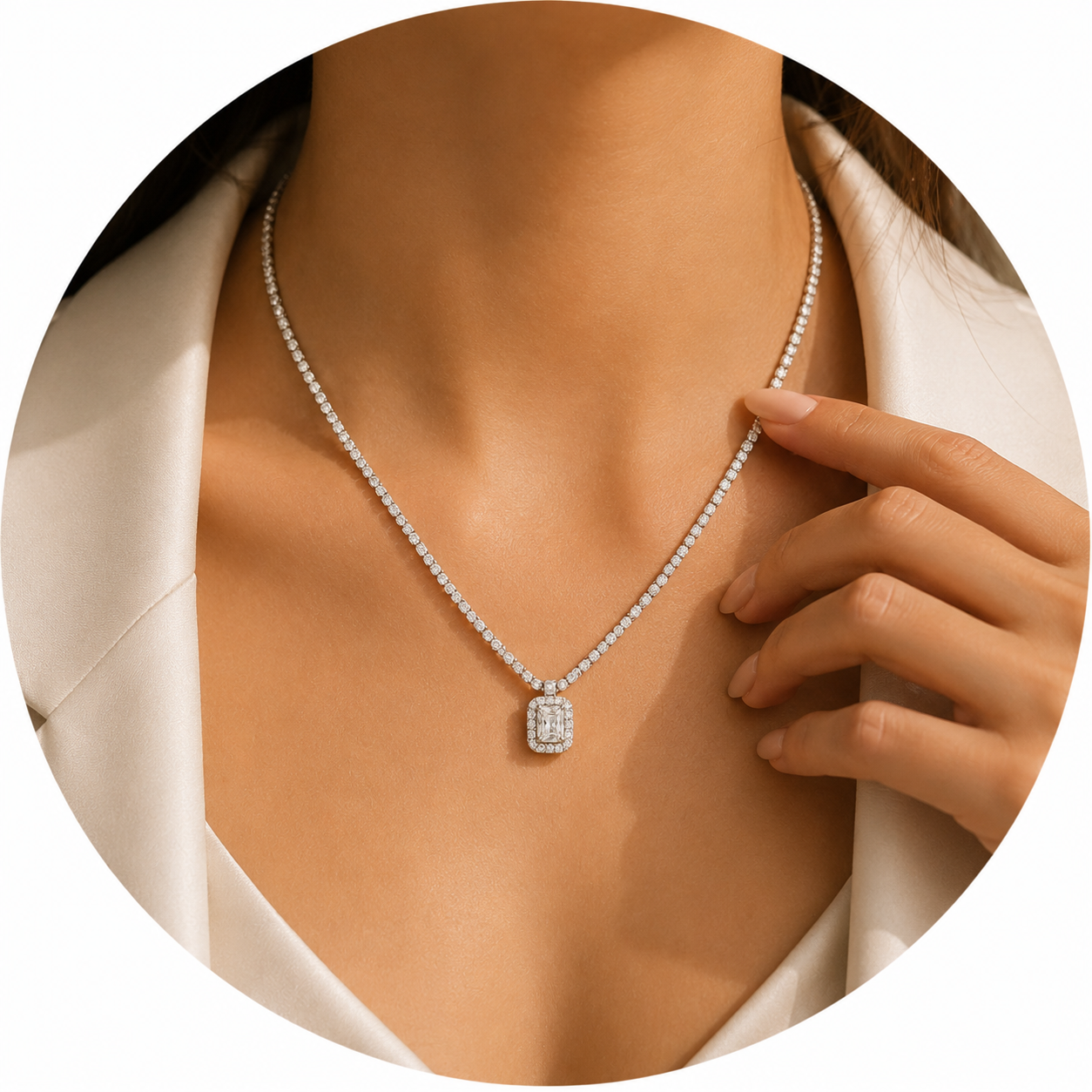 Diamond pendant and riviera necklaces
